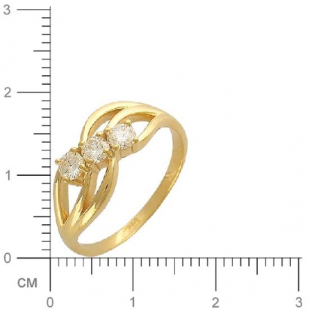 Кольцо с 3 бриллиантами из жёлтого золота 750 пробы (арт. 300510)