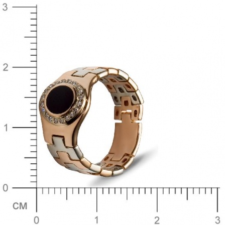 Кольцо с 20 бриллиантами, 1 ониксом из комбинированного золота  (арт. 300610)