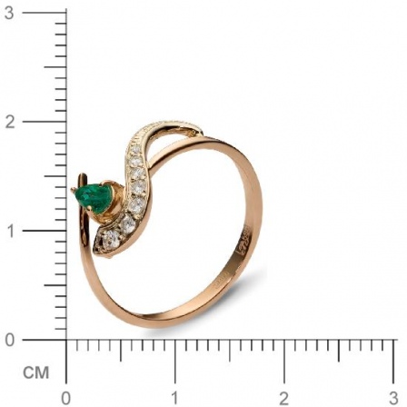 Кольцо с 7 бриллиантами, изумрудом из комбинированного золота  (арт. 300614)
