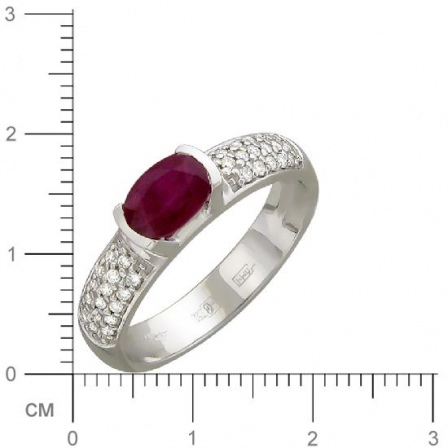 Кольцо с 32 бриллиантами, 1 рубином из белого золота 750 пробы (арт. 300696)