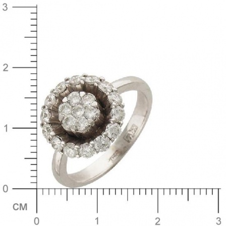 Кольцо Цветок с 21 бриллиантами из белого золота 750 пробы (арт. 300707)