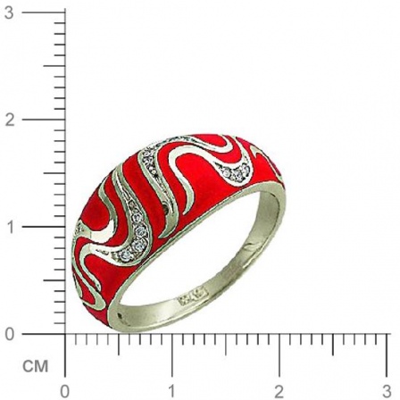 Кольцо с 14 бриллиантами, эмалью из белого золота 750 пробы (арт. 300744)