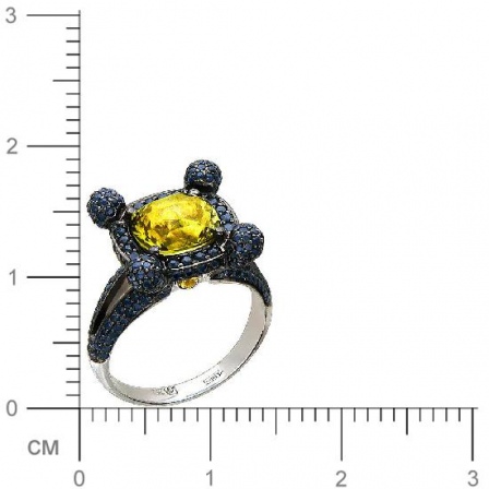 Кольцо с 271 бриллиантами, 1 сапфиром из белого золота 750 пробы (арт. 300780)
