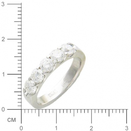 Кольцо с 5 бриллиантами из белого золота 750 пробы (арт. 300857)