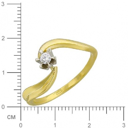 Кольцо с 1 бриллиантом из комбинированного золота 750 пробы (арт. 300906)