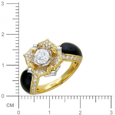 Кольцо Цветок с 117 бриллиантами, эмалью из комбинированного золота 750 (арт. 300928)