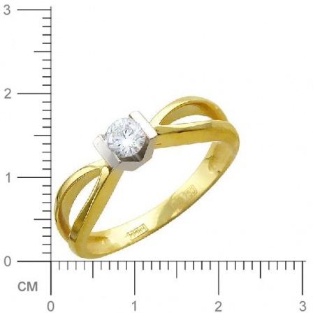 Кольцо с 1 бриллиантом из комбинированного золота 750 пробы (арт. 300944)