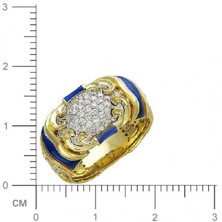 Кольцо с 165 бриллиантами, эмалью из жёлтого золота 750 пробы (арт. 300945)