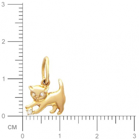 Подвеска Кошка с 3 бриллиантами из красного золота  (арт. 301200)