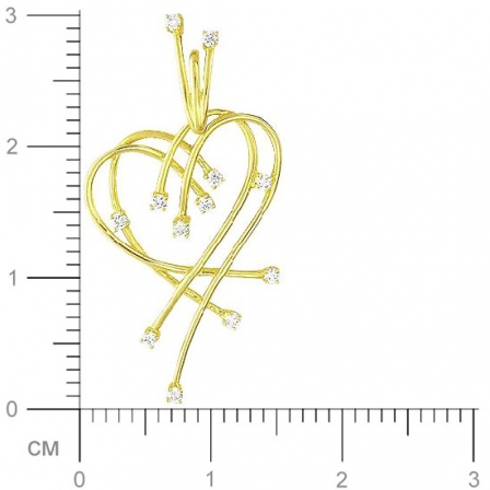 Подвеска Сердце с 12 бриллиантами из жёлтого золота 750 пробы (арт. 301277)