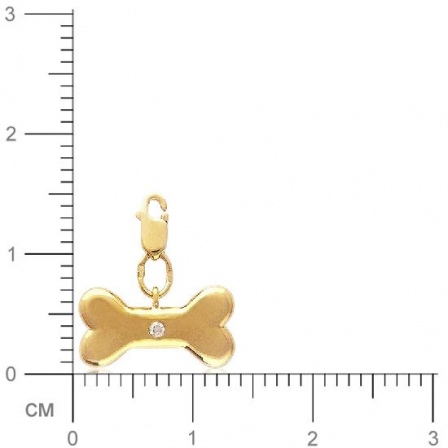 Подвеска Собачья косточка с 1 бриллиантом из жёлтого золота 750 пробы (арт. 301284)