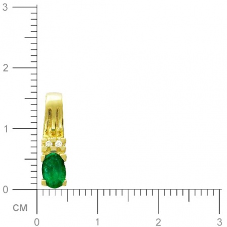 Подвеска с 2 бриллиантами, изумрудом из жёлтого золота 750 пробы (арт. 301302)