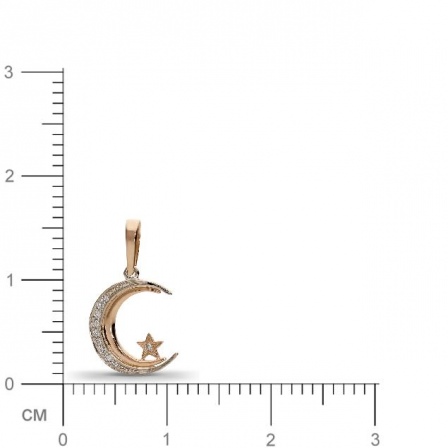 Подвеска мусульманская Полумесяц с 10 бриллиантами из комбинированного (арт. 301323)