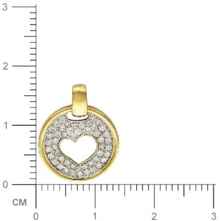 Подвеска Сердце с 49 бриллиантами из комбинированного золота 750 пробы (арт. 301390)