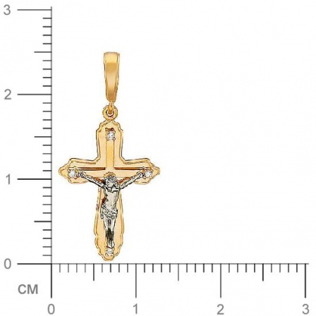 Крестик с 4 бриллиантами из комбинированного золота  (арт. 301418)