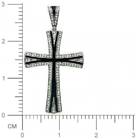 Крестик с 118 бриллиантами, эмалью из белого золота 750 пробы (арт. 301431)