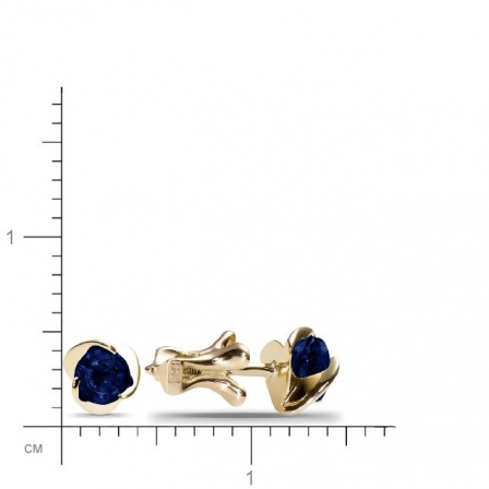 Серьги с 2 сапфирами из жёлтого золота 750 пробы (арт. 301514)