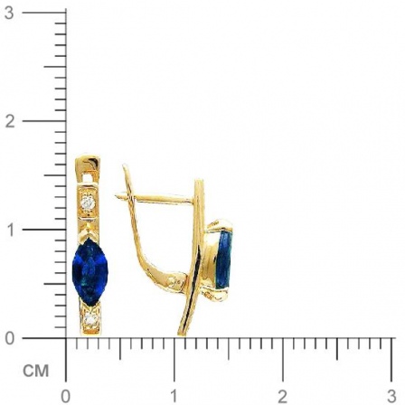 Серьги с 4 бриллиантами, 2 сапфирами из красного золота  (арт. 301591)