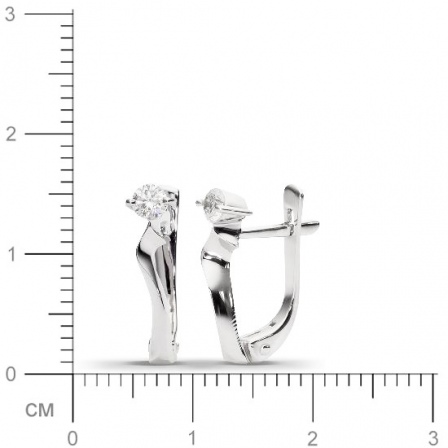 Серьги с 2 бриллиантами из белого золота  (арт. 301747)