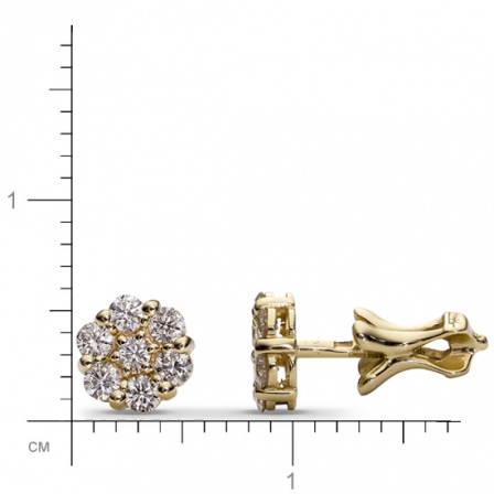 Серьги с 14 бриллиантами из жёлтого золота  (арт. 301765)