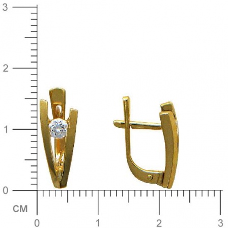 Серьги с 2 бриллиантами из жёлтого золота 750 пробы (арт. 301771)