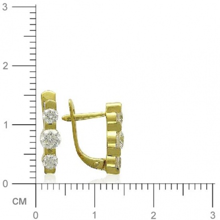 Серьги с 6 бриллиантами из жёлтого золота 750 пробы (арт. 301830)
