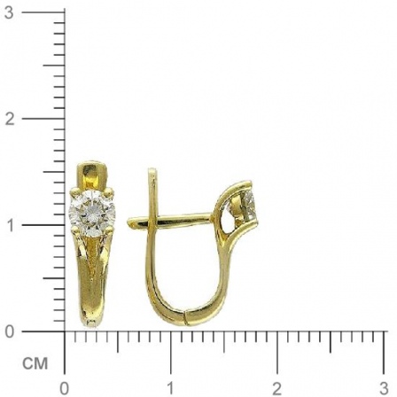 Серьги с 2 бриллиантами из жёлтого золота 750 пробы (арт. 301839)