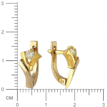 Серьги с 2 бриллиантами из комбинированного золота  (арт. 301884)