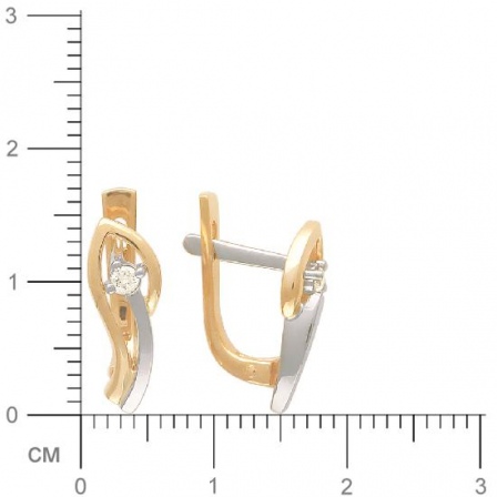 Серьги с 2 бриллиантами из комбинированного золота  (арт. 301896)