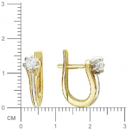 Серьги с 2 бриллиантами из комбинированного золота  (арт. 301931)