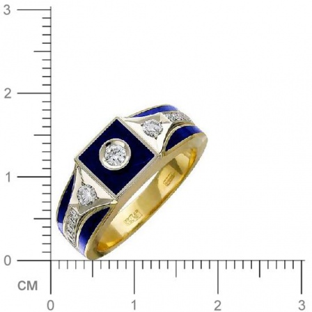 Кольцо с 17 бриллиантами, эмалью из комбинированного золота 750 пробы (арт. 302206)