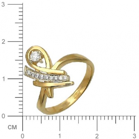Кольцо с 9 бриллиантами из комбинированного золота 750 пробы (арт. 302438)