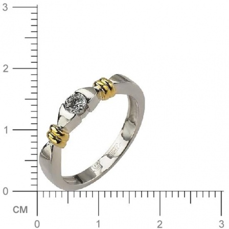 Кольцо с 1 бриллиантом из комбинированного золота 750 пробы (арт. 302450)