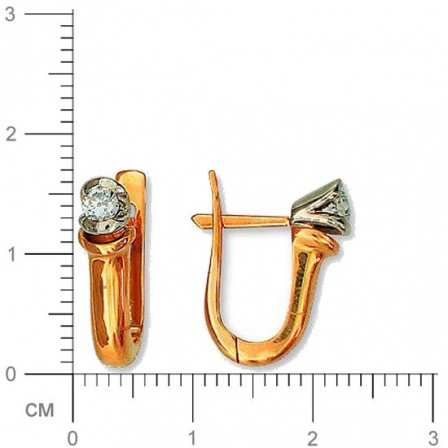 Серьги с 2 бриллиантами из комбинированного золота  (арт. 302580)
