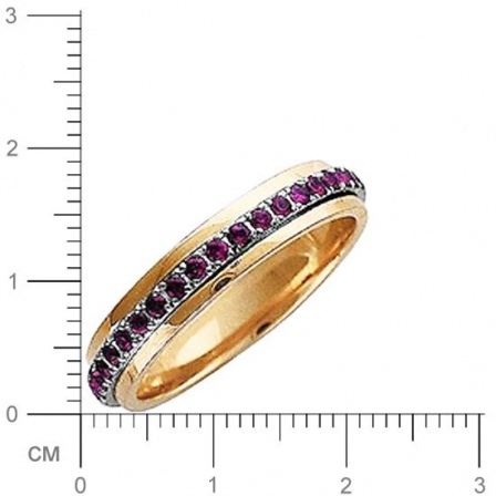 Кольцо с 49 рубинами из комбинированного золота  (арт. 302846)