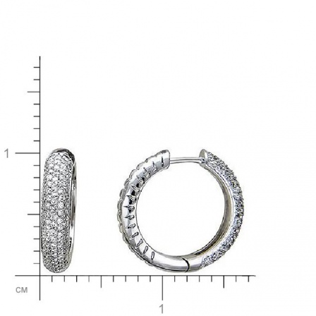 Серьги с 188 бриллиантами из белого золота . Диаметр 10 мм. (арт. 302920)