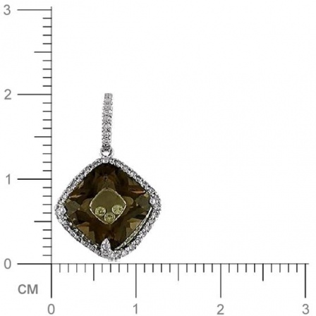 Подвеска с 61 бриллиантами, 1 раухтопазом из белого золота  (арт. 303242)