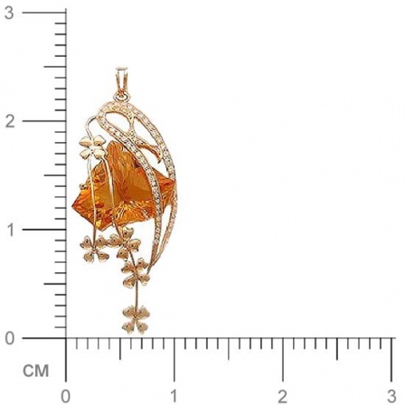 Подвеска Цветы с 43 бриллиантами, 1 цитрином из красного золота  (арт. 303503)