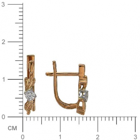 Серьги с 2 бриллиантами из комбинированного золота  (арт. 303688)
