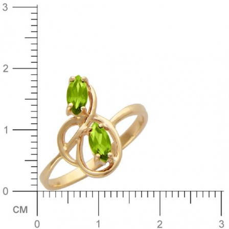 Кольцо с хризолитами из красного золота (арт. 313999)