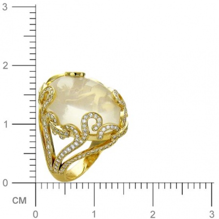 Кольцо с бриллиантами, хризопразом из желтого золота 750 пробы (арт. 315665)