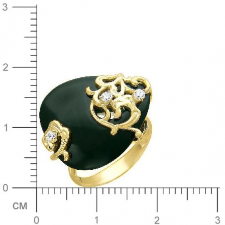 Кольцо с агатом, фианитами из желтого золота (арт. 315710)