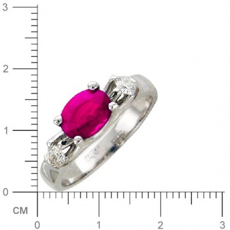 Кольцо с бриллиантами, рубином из белого золота (арт. 316080)