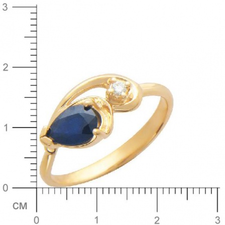 Кольцо с бриллиантом, сапфиром из красного золота (арт. 316449)