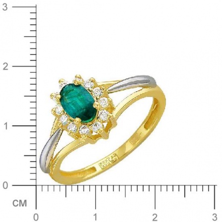 Кольцо с бриллиантами, изумрудом из желтого золота (арт. 316518)