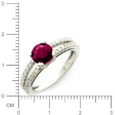 Кольцо с бриллиантами, рубином из белого золота 750 пробы (арт. 316556)