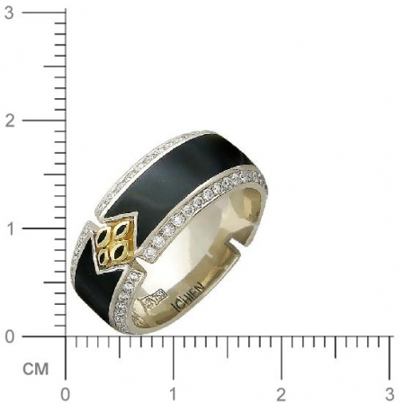 Кольцо с бриллиантами, эмалью из комбинированного золота 750 пробы (арт. 316573)