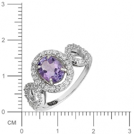 Кольцо с аметистом, фианитами из серебра (арт. 318463)