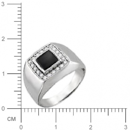 Кольцо с ониксом, фианитами из серебра (арт. 319004)