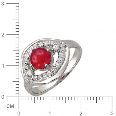Кольцо с корундом, фианитами из серебра (арт. 319100)